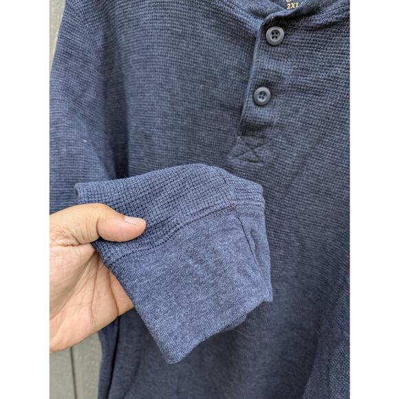 Men Blue Stone Washed Waffle Knit Flannel Undershirt 2XL Work Shirt Farm Western - Picture 3 of 4